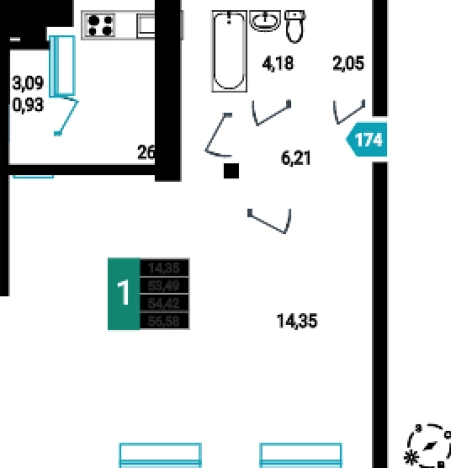 Купить квартиру в ЖК Красивый в Чите. Вариант № 160262, 0, площадь -  квм, цена 10583843 рублей