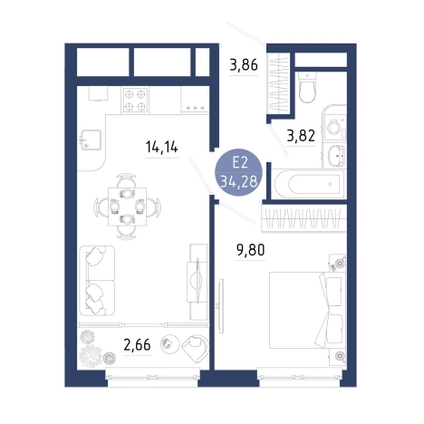 Купить однокомнатную квартиру на улице проезд Бульвар Оптимистов в Рязанской области. Вариант № 102298, 0, площадь -  квм, цена 4249692 рублей