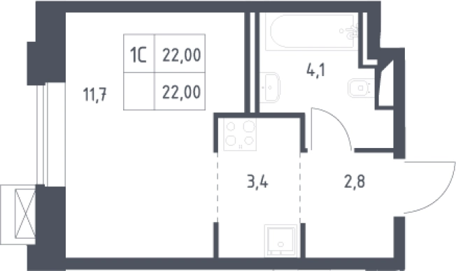 Купить Студию в ЖК Верейская 41 в Москве. Вариант № 2730960, 0, площадь -  квм, цена 11349382 рублей