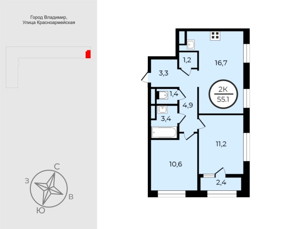 Купить квартиру в новостройках в Владимире. Вариант № 9522847, 0, площадь -  квм, цена 9091500 рублей