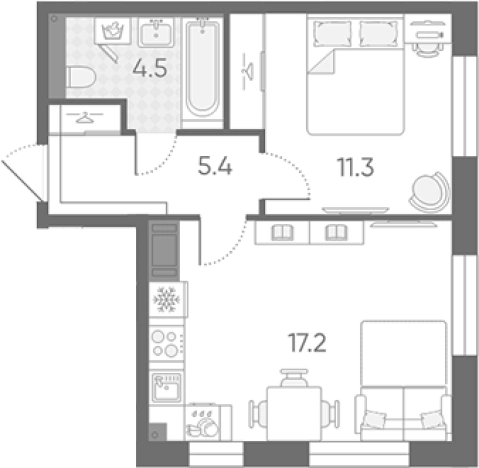 Купить двухкомнатную квартиру на улице Партизанская в Санкт-Петербурге. Вариант № 6243905, 0, площадь -  квм, цена 13202457 рублей