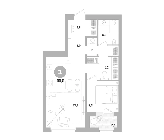 . Вариант № 7783546, 0, площадь - 52.8 квм, цена 20750000 рублей