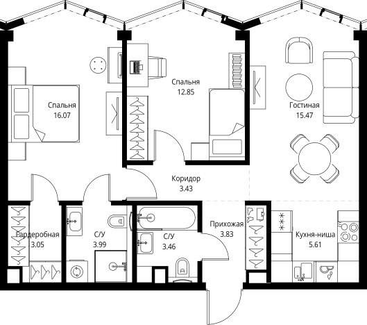 . Вариант № 10613275, 0, площадь - 67.76 квм, цена 47486208 рублей