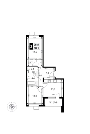 Купить двухкомнатную квартиру у метро Бибирево в Москве. Вариант № 11010048, 6, площадь - квм, цена 14500000 рублей