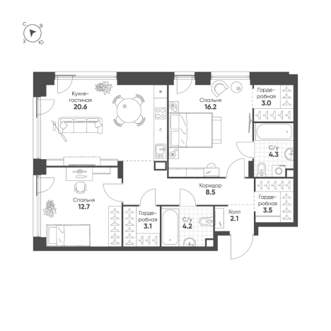 Купить квартиру у метро ЗИЛ в Москве. Вариант № 164585, 0, площадь -  квм, цена 43179382 рублей