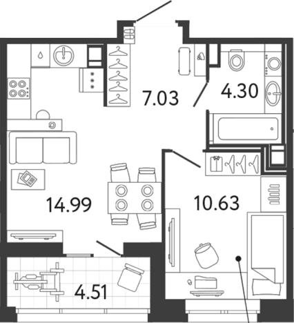 Купить однокомнатную квартиру в ЖК Ultra City 3.0 в Санкт-Петербурге. Вариант № 6057254, 0, площадь -  квм, цена 10075086 рублей