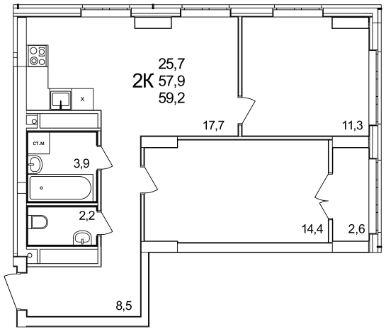 Купить двухкомнатную квартиру в ЖК Анкудиновский Парк в Нижегородской области. Вариант № 112570, 0, площадь -  квм, цена 8228800 рублей