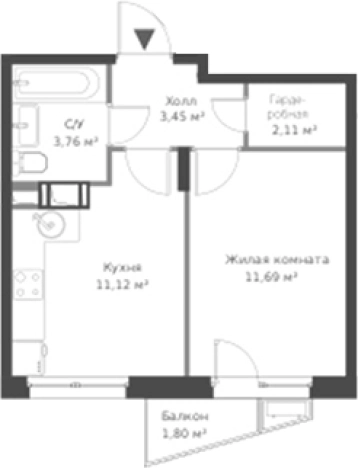 . Вариант № 6057329, 0, площадь - 32.13 квм, цена 5213563 рублей