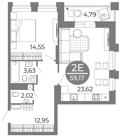 Купить квартиру в ЖК Галилей в Воронеже. Вариант № 88777, 0, площадь - квм, цена 8882445 рублей