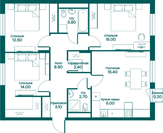 Купить четырехкомнатную квартиру в Московской области. Вариант № 113320, 0, площадь -  квм, цена 17211788 рублей