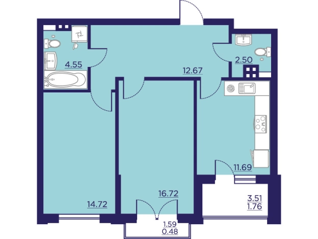 Купить двухкомнатную квартиру в ЖК Городские Сады в Воронеже. Вариант № 9361404, 0, площадь - квм, цена 9309300 рублей