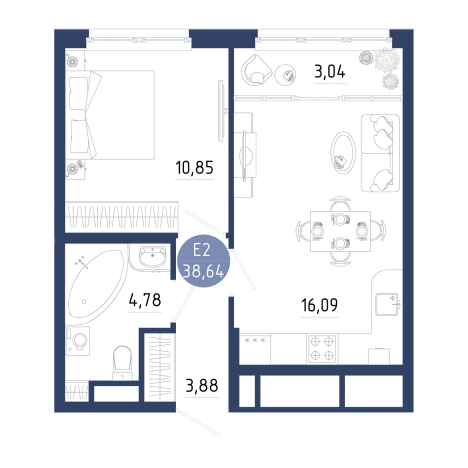 Купить однокомнатную квартиру на улице проезд Бульвар Оптимистов в Рязанской области. Вариант № 102301, 0, площадь -  квм, цена 4674281 рублей