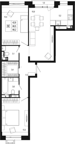Купить трехкомнатную квартиру в Подольске. Вариант № 120246, 0, площадь -  квм, цена 14112042 рублей