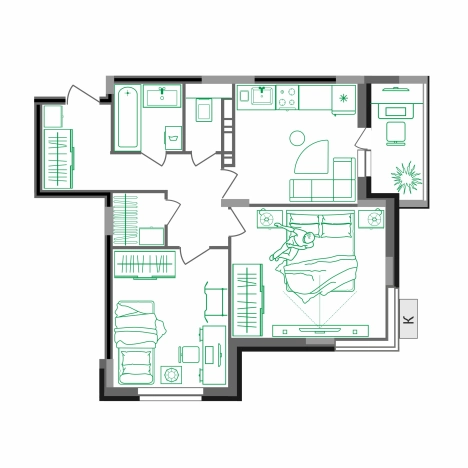 Купить квартиру в новостройках в ЖК Маршал в Коврове. Вариант № 2731773, 2, площадь -  квм, цена 6398290 рублей