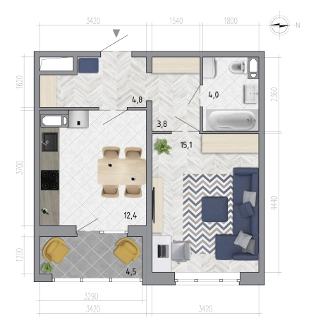 Купить однокомнатную квартиру на улице Федора Тютчева в Воронеже. Вариант № 139719, 0, площадь -  квм, цена 4706400 рублей