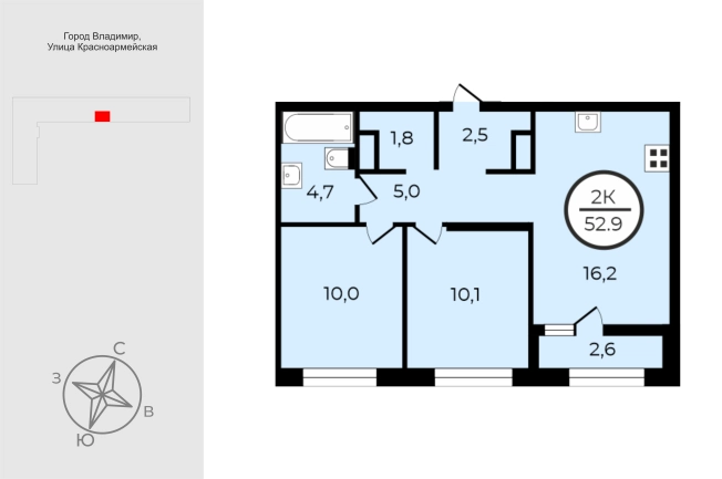 Купить квартиру в новостройках в ЖК UNO в Владимире. Вариант № 9561176, 0, площадь -  квм, цена 8622700 рублей