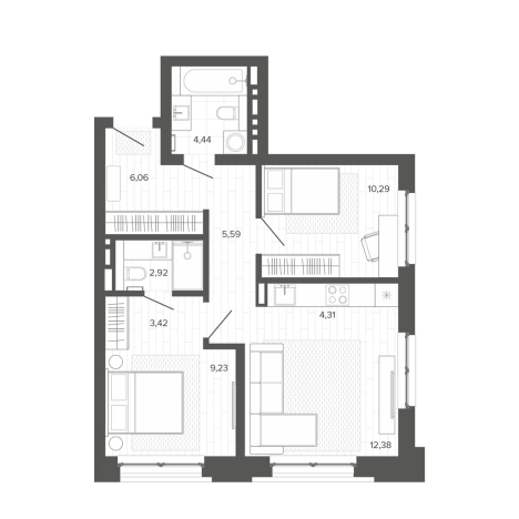 Купить трехкомнатную квартиру в Барнауле. Вариант № 2521163, 0, площадь -  квм, цена 10831000 рублей