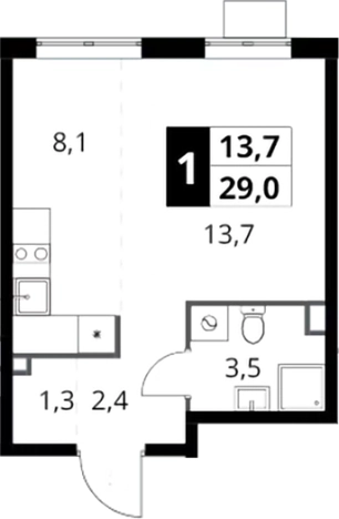 Купить однокомнатную квартиру в ЖК 1-й Шереметьевский в Химках. Вариант № 9822047, 0, площадь -  квм, цена 9294500 рублей