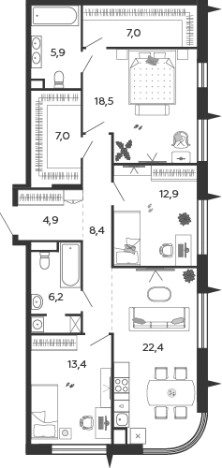 Купить квартиру в ЖК Shagal в Москве. Вариант № 165118, 0, площадь -  квм, цена 47870541 рублей