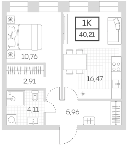 . Вариант № 78525, 0, площадь - 41.27 квм, цена 19809600 рублей
