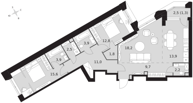 Купить трехкомнатную квартиру у метро Калужская в Москве. Вариант № 9519580, 0, площадь -  квм, цена 52117120 рублей