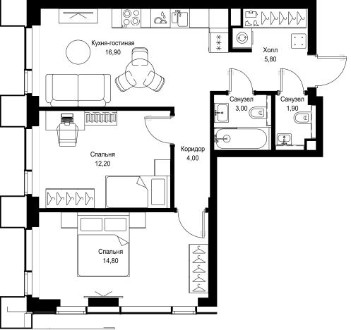Купить двухкомнатную квартиру у метро Тушинская в Москве. Вариант № 5355387, 0, площадь -  квм, цена 27043900 рублей