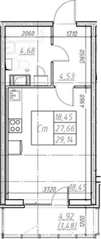 Купить Студию на улице Оборонная в Мурине. Вариант № 6852126, 0, площадь -  квм, цена 5461733 рублей
