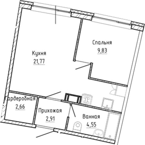 Купить двухкомнатную квартиру в Мурине. Вариант № 8928832, 0, площадь -  квм, цена 7035594 рублей