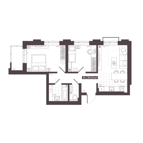 Купить квартиру в новостройках в районе Центральный в Кемерове. Вариант № 170840, 0, площадь -  квм, цена 9995622 рублей