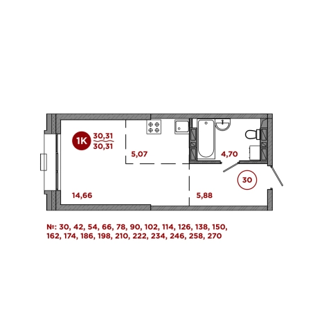 Купить однокомнатную квартиру в Приморском крае. Вариант № 10270827, 1, площадь -  квм, цена 7031000 рублей