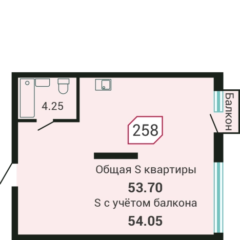 . Вариант № 72197, 0, площадь - 53.6 квм, цена 10428272 рублей