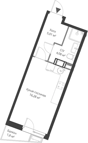 Купить Студию на улице Ларина в Сертолове. Вариант № 6058403, 0, площадь - квм, цена 4342764 рублей