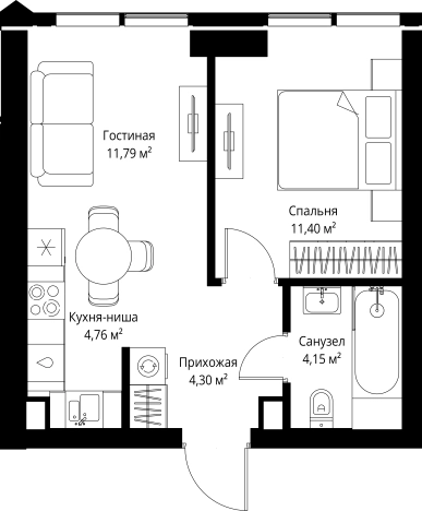 Купить однокомнатную квартиру у метро Хорошево в Москве. Вариант № 156239, 0, площадь -  квм, цена 27998880 рублей