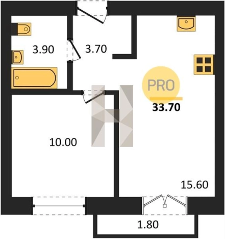 . Вариант № 68696, 0, площадь - 34 квм, цена 3030160 рублей