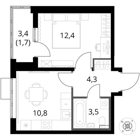 Купить однокомнатную квартиру в ЖК 1-й Шереметьевский в Химках. Вариант № 9825910, 0, площадь -  квм, цена 12671250 рублей