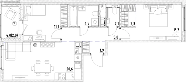 Купить трехкомнатную квартиру в ЖК Янила Forest в Ленинградской области. Вариант № 7838411, 0, площадь -  квм, цена 10118680 рублей