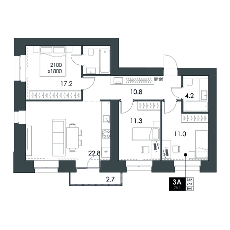Купить квартиру в новостройках в Вологодской области. Вариант № 151902, 0, площадь -  квм, цена 10303000 рублей
