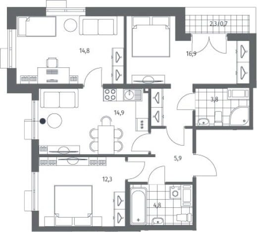 Купить трехкомнатную квартиру в ЖК Парусная 1 в Санкт-Петербурге. Вариант № 7262590, 0, площадь -  квм, цена 26117000 рублей