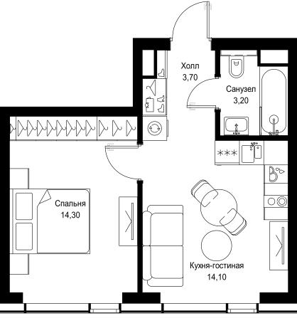Купить однокомнатную квартиру в новостройках у метро Тушинская в Москве. Вариант № 5355413, 0, площадь -  квм, цена 19849190 рублей