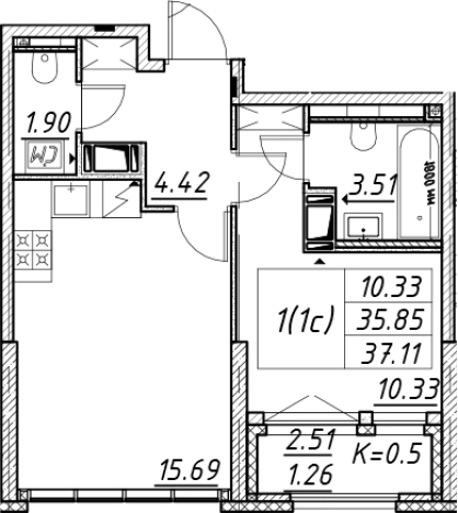 Купить двухкомнатную квартиру в новостройках в ЖК Цивилизация на Неве в Санкт-Петербурге. Вариант № 7849922, 0, площадь -  квм, цена 12407283 рублей