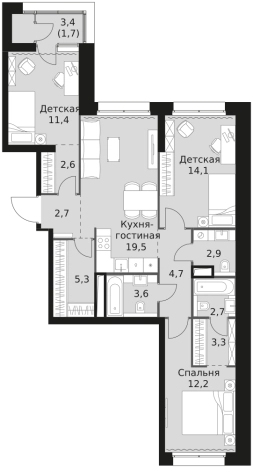 Купить квартиру в ЖК Sky Garden в Москве. Вариант № 9496121, 0, площадь -  квм, цена 36275280 рублей