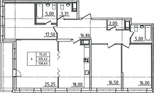 Купить многокомнатную квартиру на улице бульвар Головнина в Санкт-Петербурге. Вариант № 6473236, 0, площадь -  квм, цена 23754000 рублей
