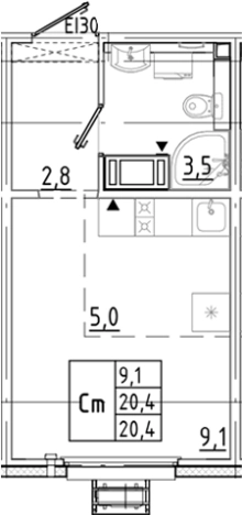 Купить Студию на улице Петровский бульвар в Мурине. Вариант № 8086544, 0, площадь - квм, цена 3719124 рублей