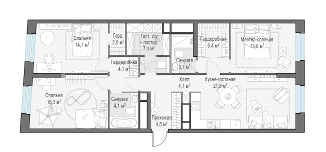 Купить трехкомнатную квартиру в районе Можайский в Москве. Вариант № 62966, 0, площадь -  квм, цена 40120000 рублей