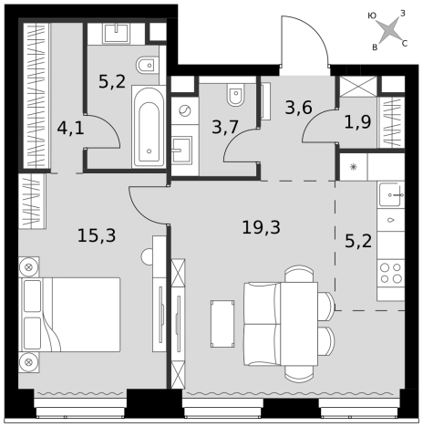 Купить двухкомнатную квартиру в районе Хорошёвский в Москве. Вариант № 9466156, 0, площадь -  квм, цена 52636155 рублей