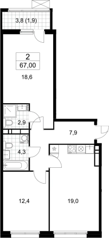 Купить двухкомнатную квартиру у метро Потапово в Москве. Вариант № 96592, 0, площадь -  квм, цена 17057966 рублей