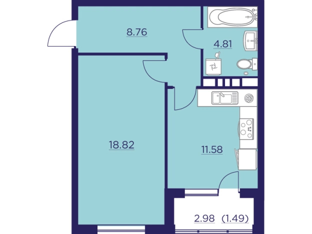 Купить однокомнатную квартиру в ЖК Городские Сады в Воронеже. Вариант № 159306, 0, площадь -  квм, цена 7910040 рублей