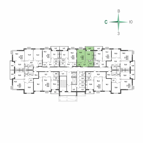 . Вариант № 2731725, 5, площадь - 40.1 квм, цена 4448093 рублей