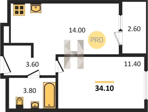 Купить однокомнатную квартиру в ЖК Настроение в Ижевске. Вариант № 70197, 0, площадь -  квм, цена 2970792 рублей