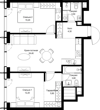 Купить двухкомнатную квартиру у метро Мякинино в Москве. Вариант № 5232612, 0, площадь -  квм, цена 27344864 рублей